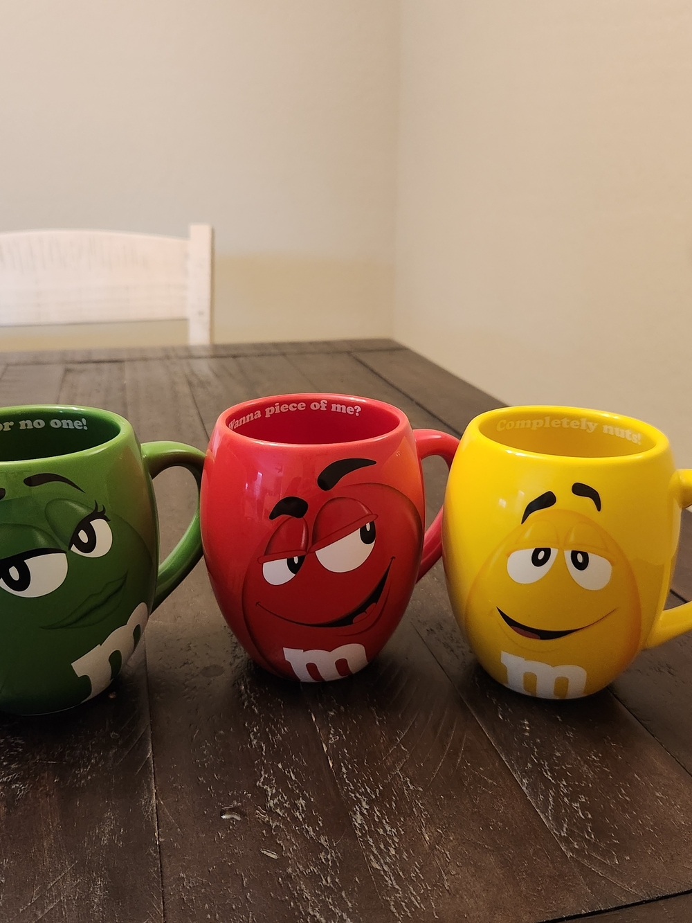 M&M'S Red, Yellow & Green Character Ceramic Mugs Set